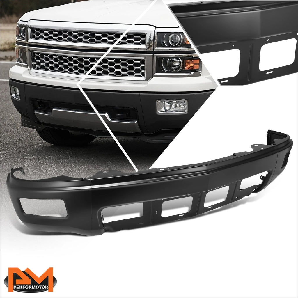 Front Bumper Face Bar for Chevy Silverado 1500 (2014–2015) w/ Fog Lamp Cutouts Black