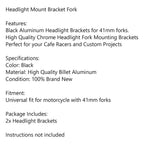 41mm Headlight Mount Bracket for Universal Chopper Cafe Racer (T9)