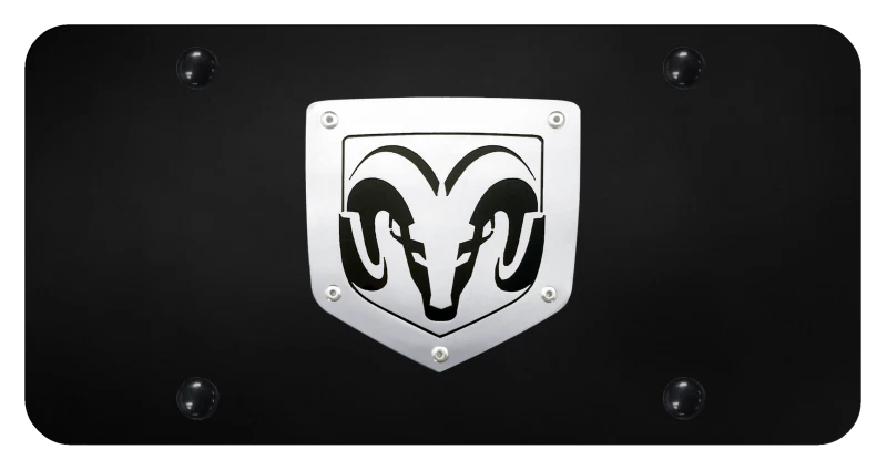 Black Vanity License Plate for Dodge Ram Brushed Emblem Licensed Premium