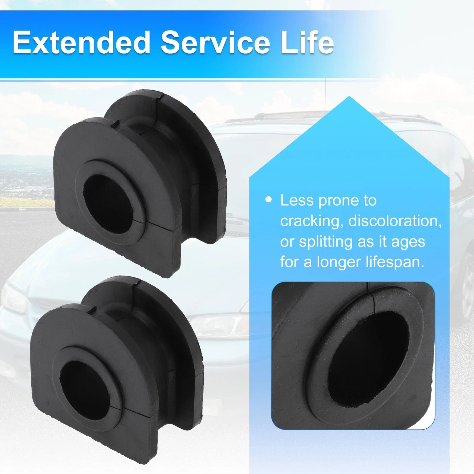 Set of 2 No.K6408 Stabilizer Sway Bar Bushing Kit for Cadillac Escalade (2009–2019) Rubber