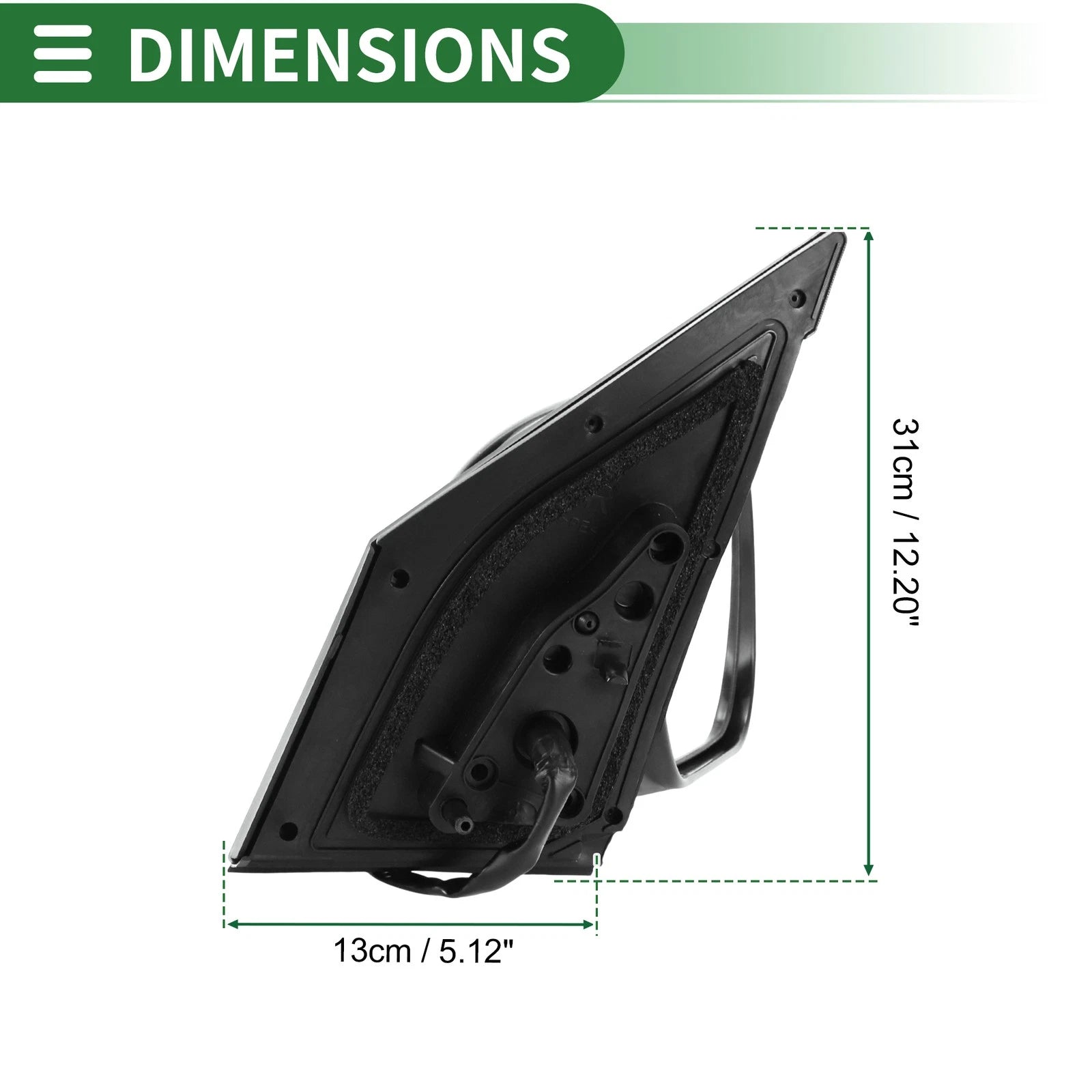 Right Side Door Mirror for Toyota RAV4 (2009–2012) Manual Folding Gloss Black