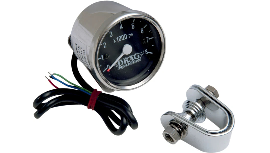 Chrome Black Mini Electronic Tachometer for Harley (1986–2003) 8000 RPM