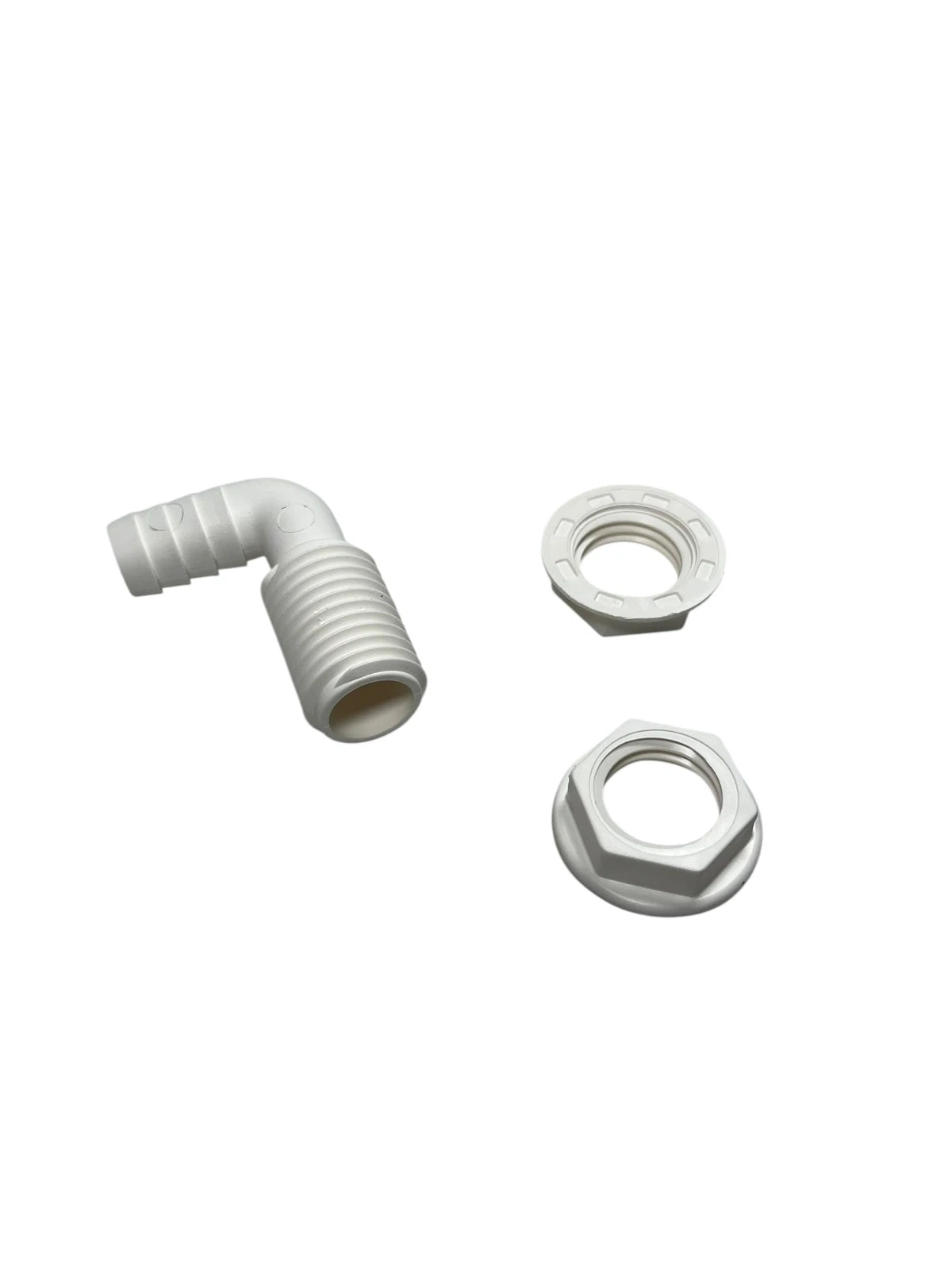 Set of 3 TH Marine 3/4in 90 Degree Barbed Thru Hull w/ 2 White Nuts