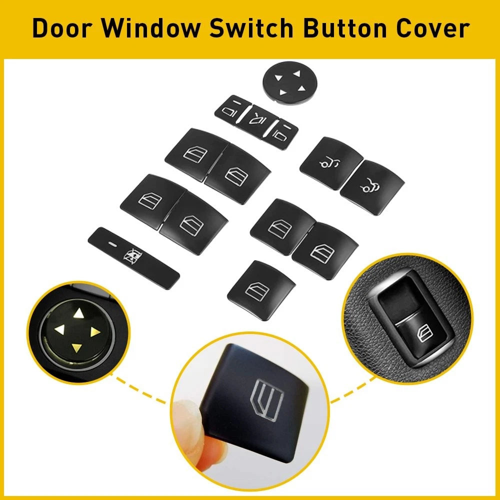 Set of 14 Window Door Button Stickers for Mercedes-Benz GLA250 (2014–2017)