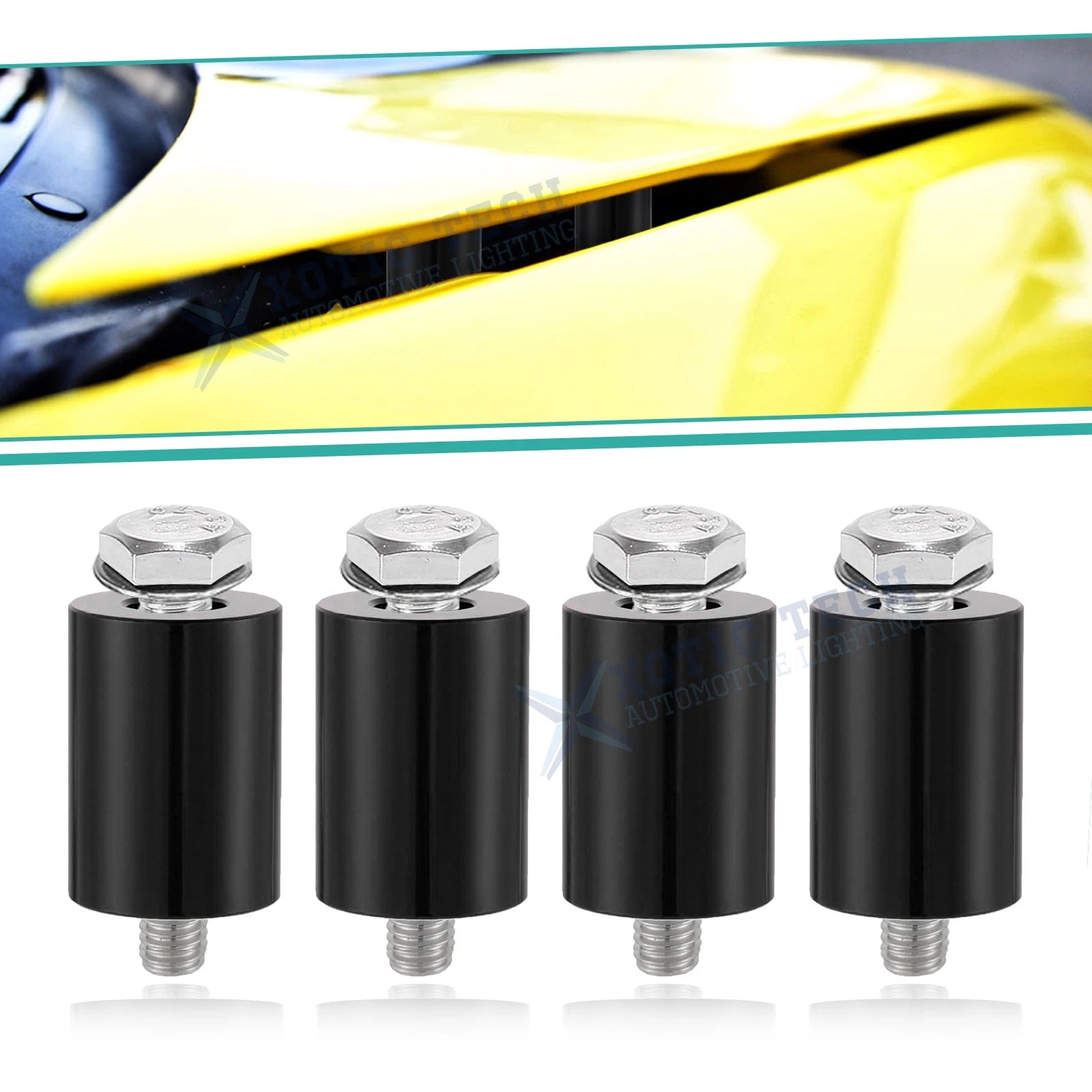 Aluminum Hood Vent Spacer Riser for Black Auto Engine Motor (M8 Bolt)