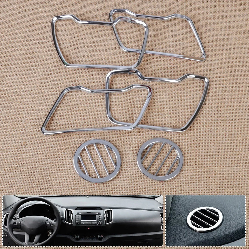 6 x Ventilation Grille Cover Chrome Frame Trim for Kia Sportage (2010-2016)