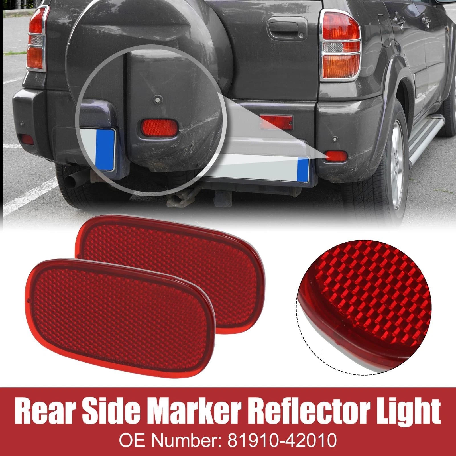 Pair Rear Bumper Side Marker Reflector for Toyota RAV4 (2019–2023) 81910-42010