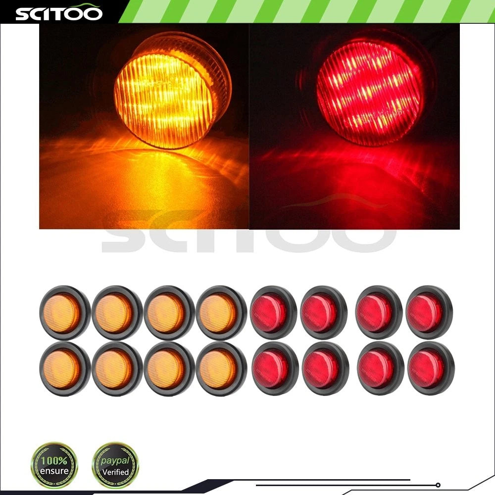 16PCS Amber Red Side Marker Clearance Lights for Mack CL CM DM