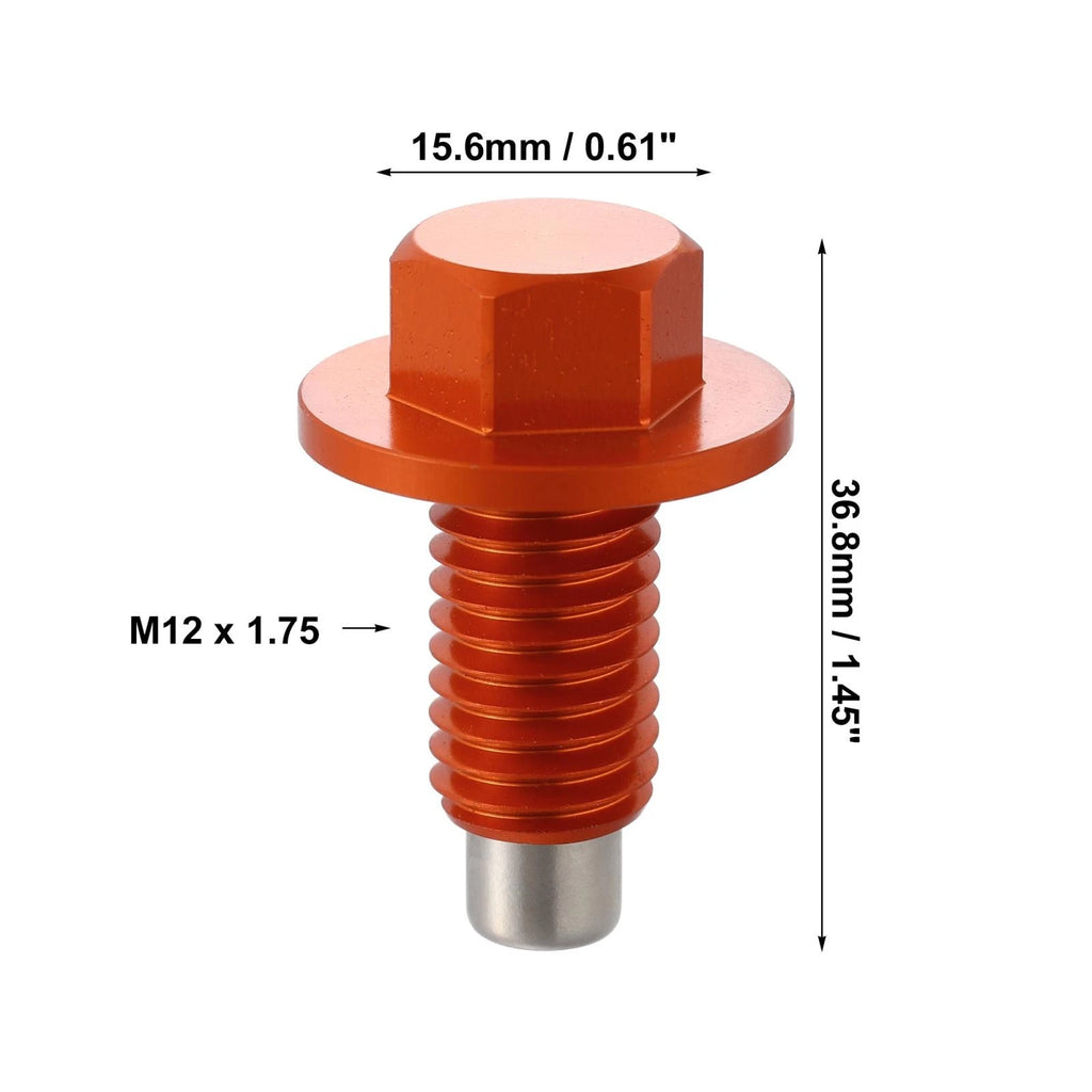 M12 x 1.75 Magnetic Oil Drain Plug for Universal Applications (Aluminium, Orange)