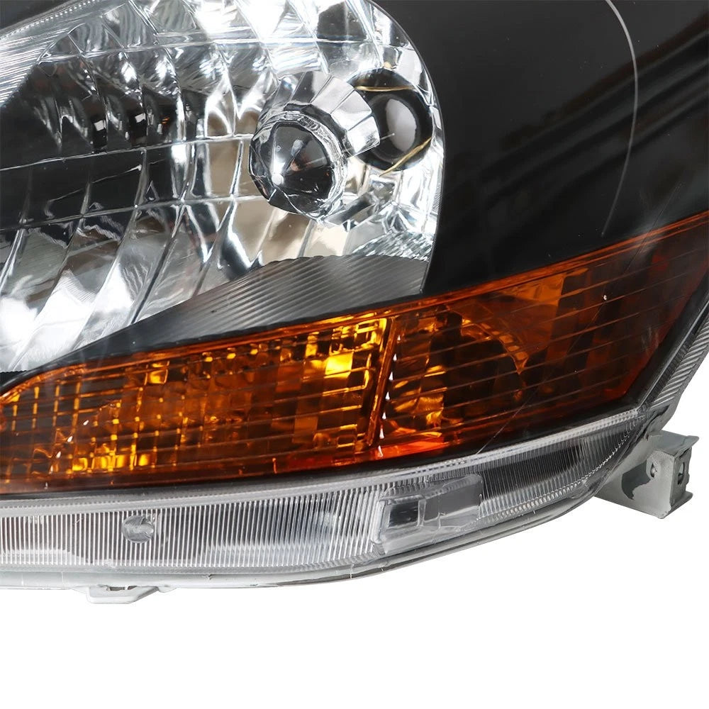 Replacement Headlight Set for Toyota Yaris (2007–2012) LH+RH Black Halogen Clear