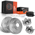 Set of 8 Rear Drilled Brake Rotors and Pads for Nissan Rogue (2014–2018)