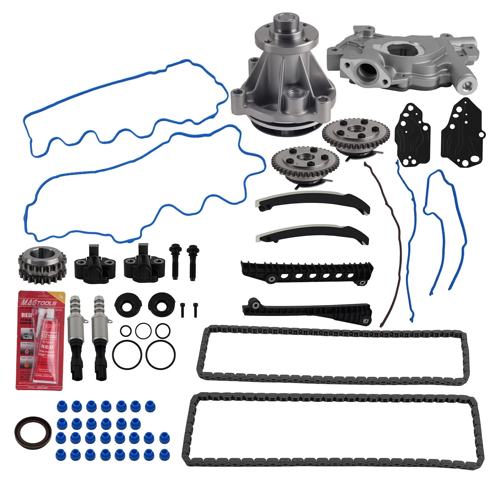 Timing Chain Kit & Oil Water Pump Cover Gasket Set for Ford Lincoln 5.4L (2004–2010)