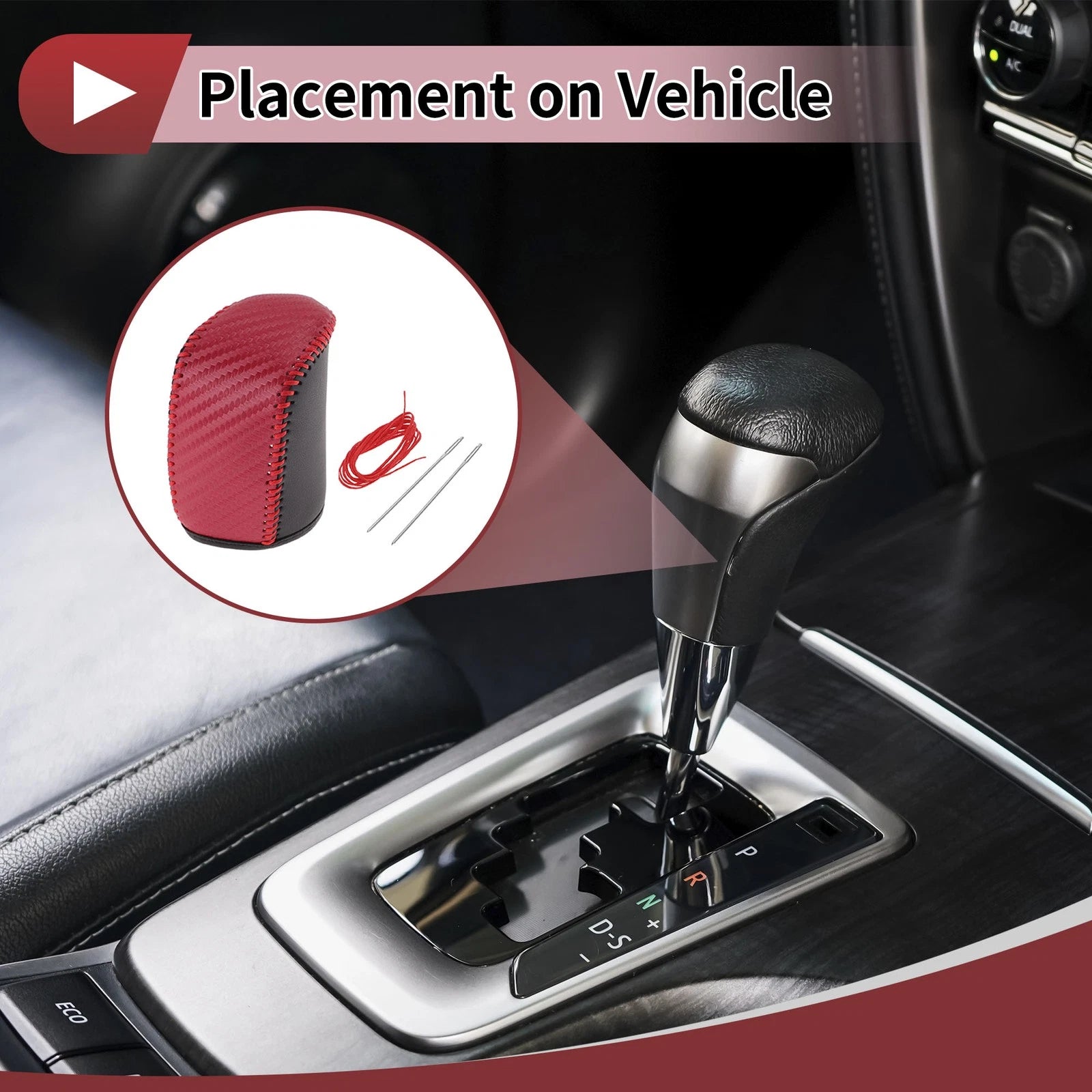1 Pc Gear Shift Knob Cover for Dodge Journey (2011–2020) Black Red