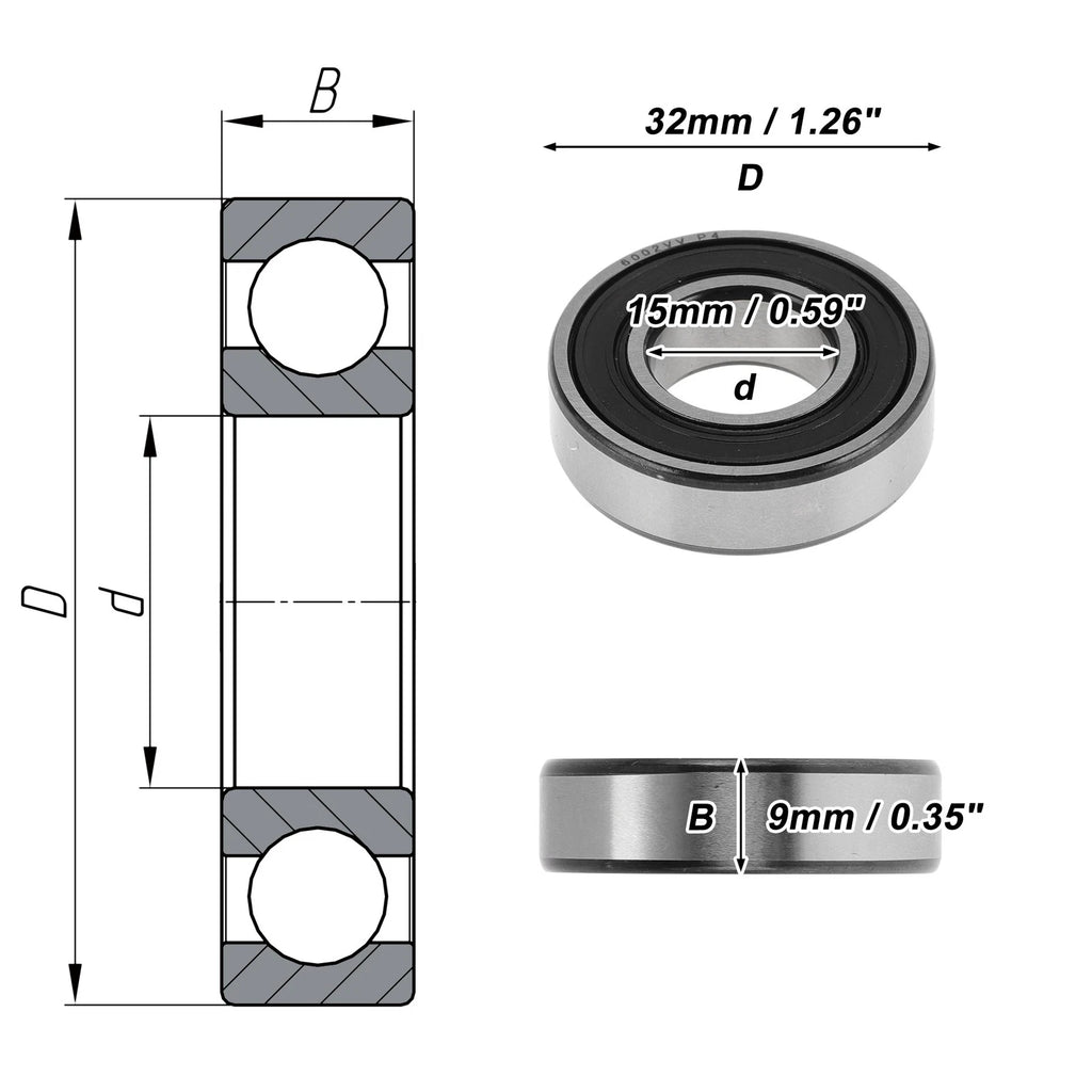 Deep Groove Ball Bearing 6002VV for Various Models (15x32x9mm)