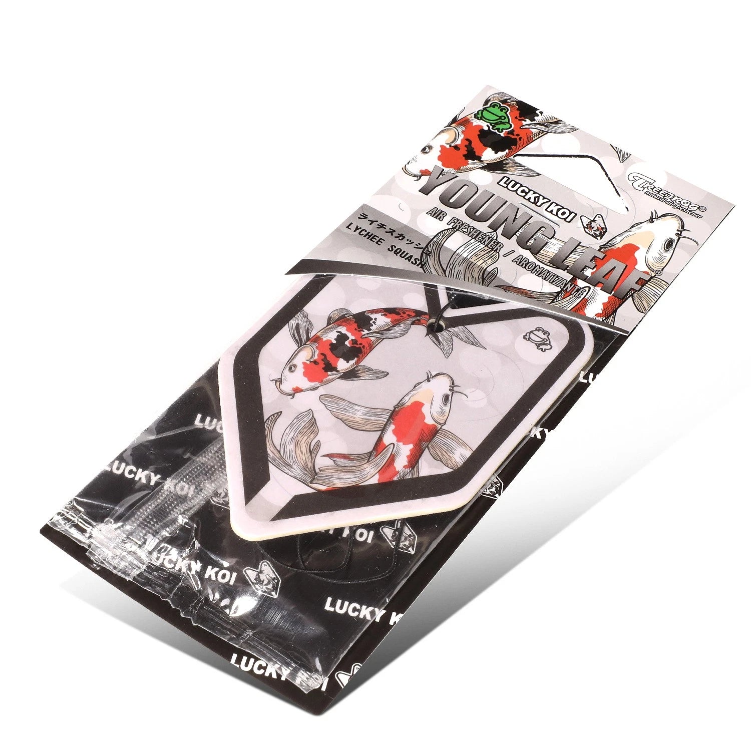 Hanging Air Freshener for Auto - Treefrog Young Leaf Lucky Koi (Lychee)
