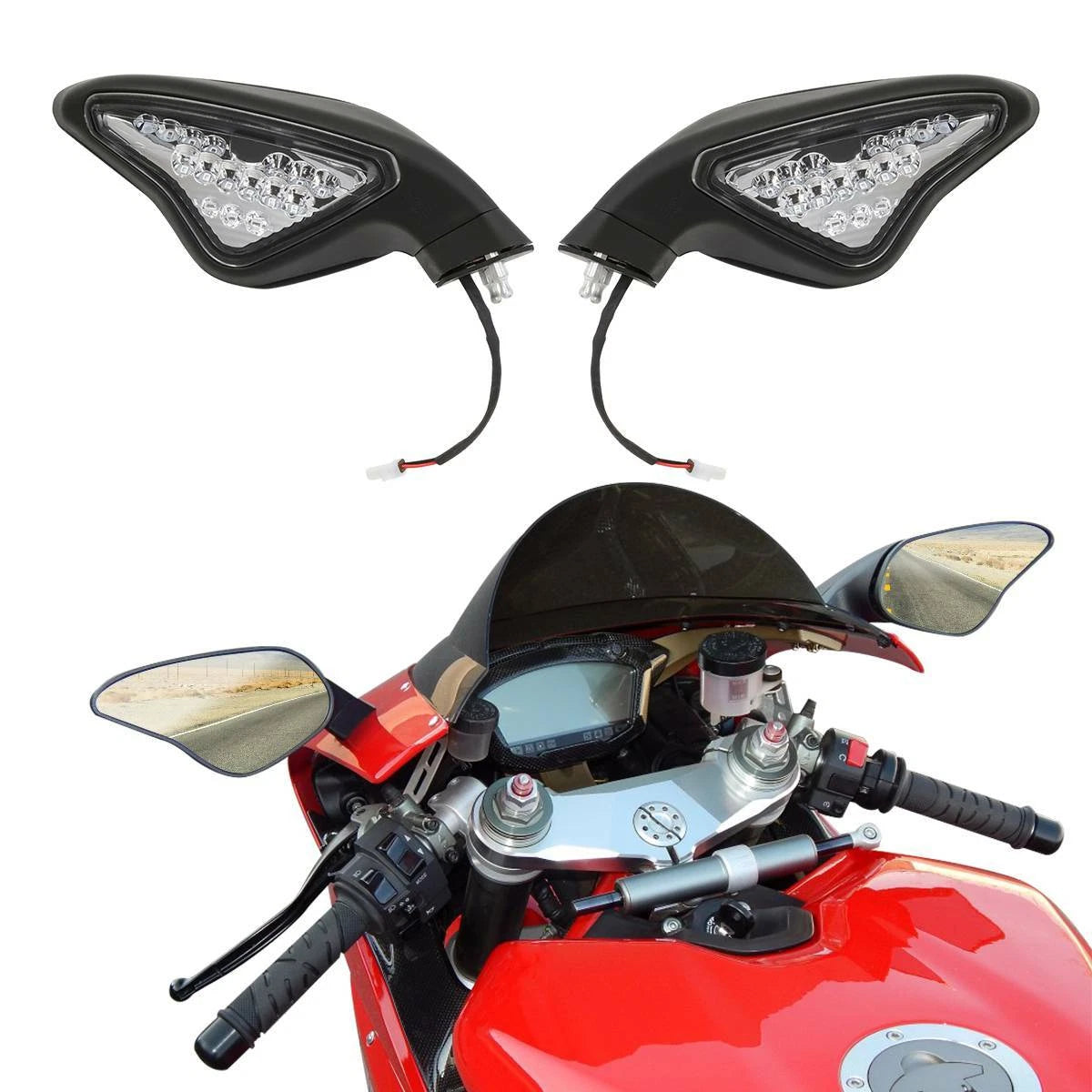 LED Light Rear View Side Mirror for Ducati 848 1098 1098S 1098R 1198 1198S
