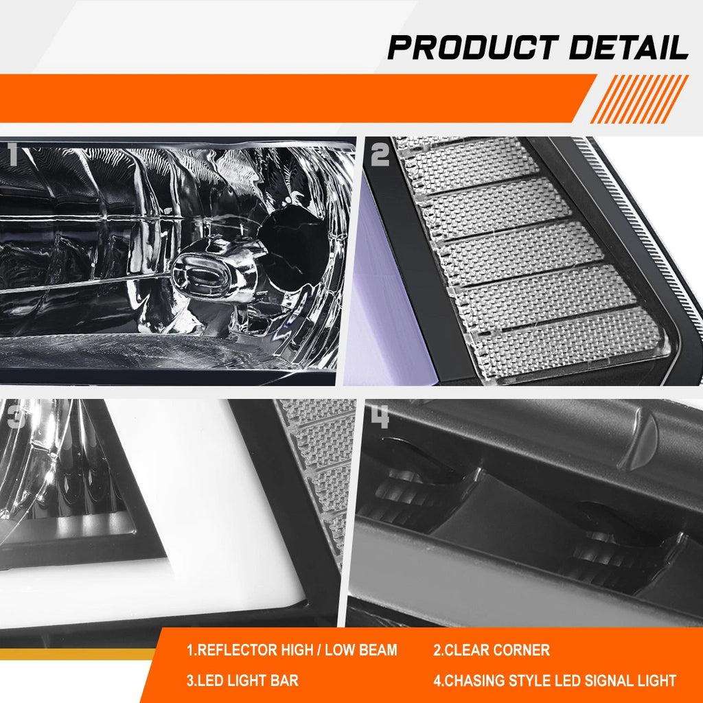 C-Shape LED Tube DRL Headlights for Dodge Ram 1500-3500 (2009–2024)