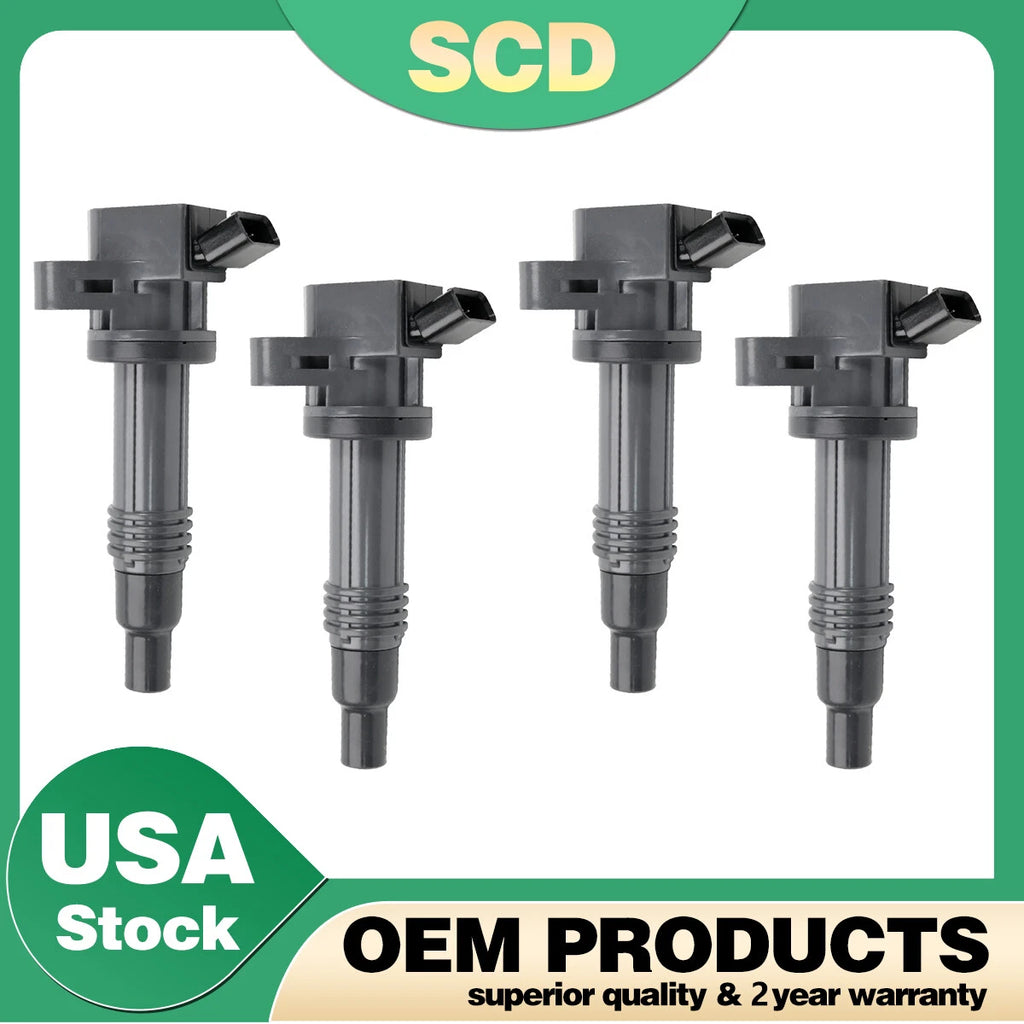 Set of 4 Ignition Coils for Lexus HS250h, Toyota Camry, Matrix, Solara (2.4L) 9091902236