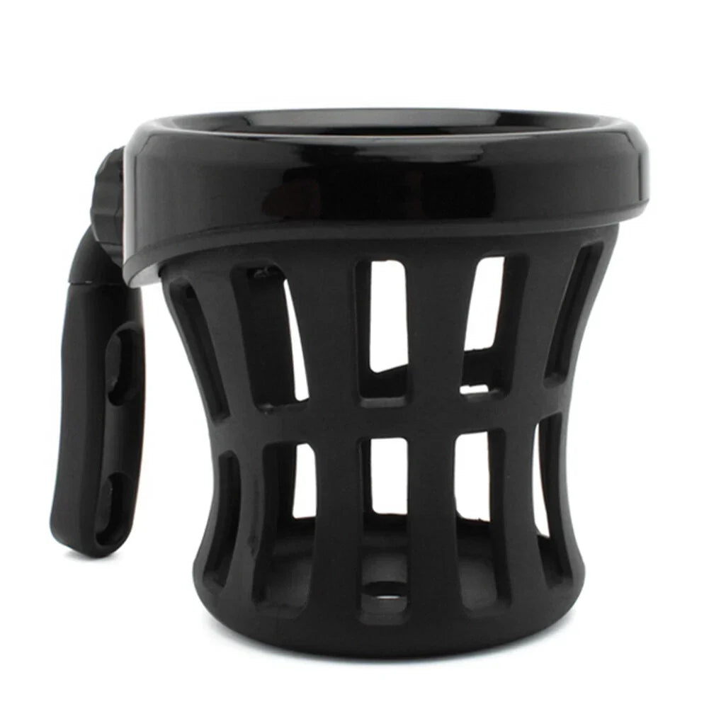 Universal Black Motorcycle Handlebar Cup Holder with Mesh Basket
