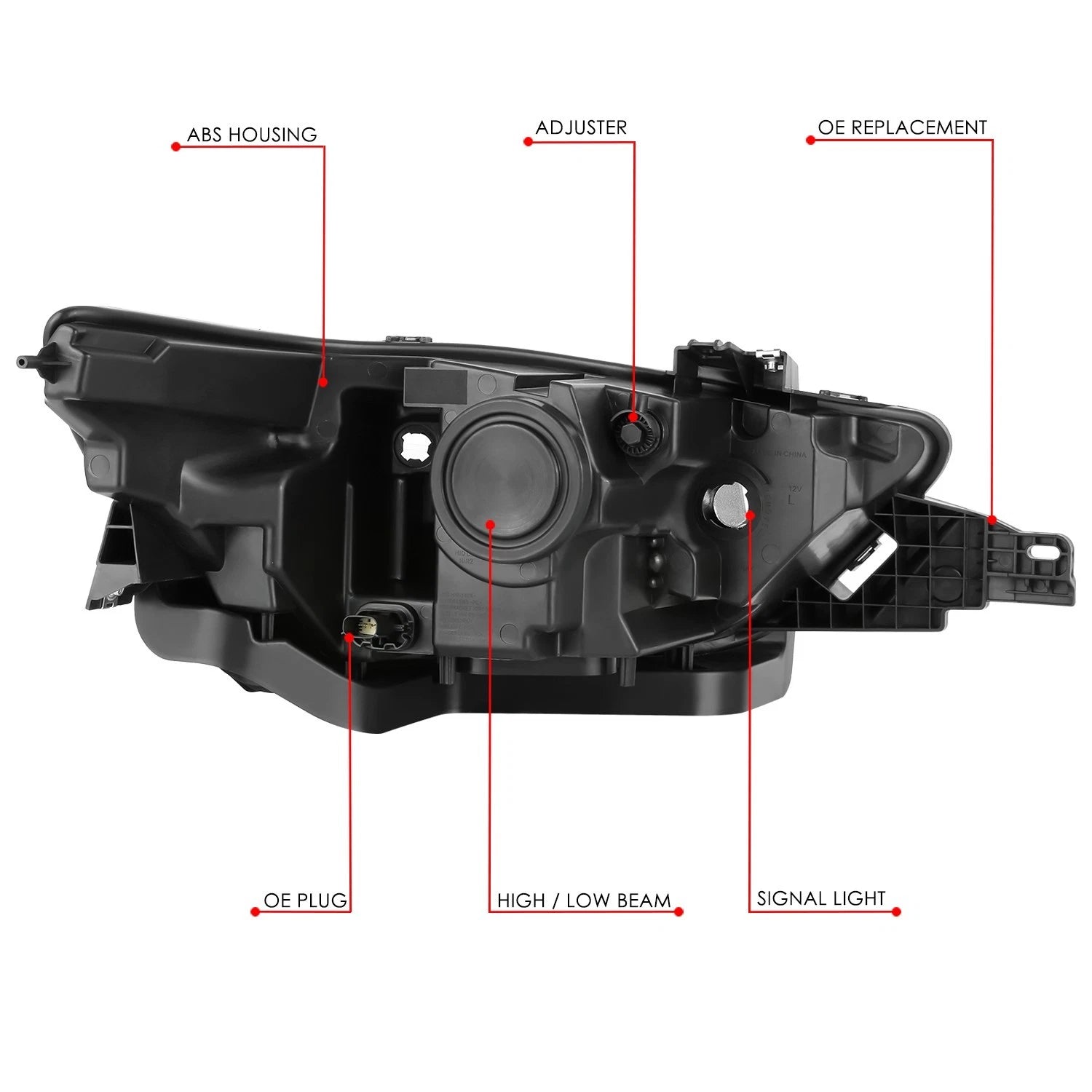 Projector Headlights for Ford Taurus (2013–2019) OE Style Black Housing Amber