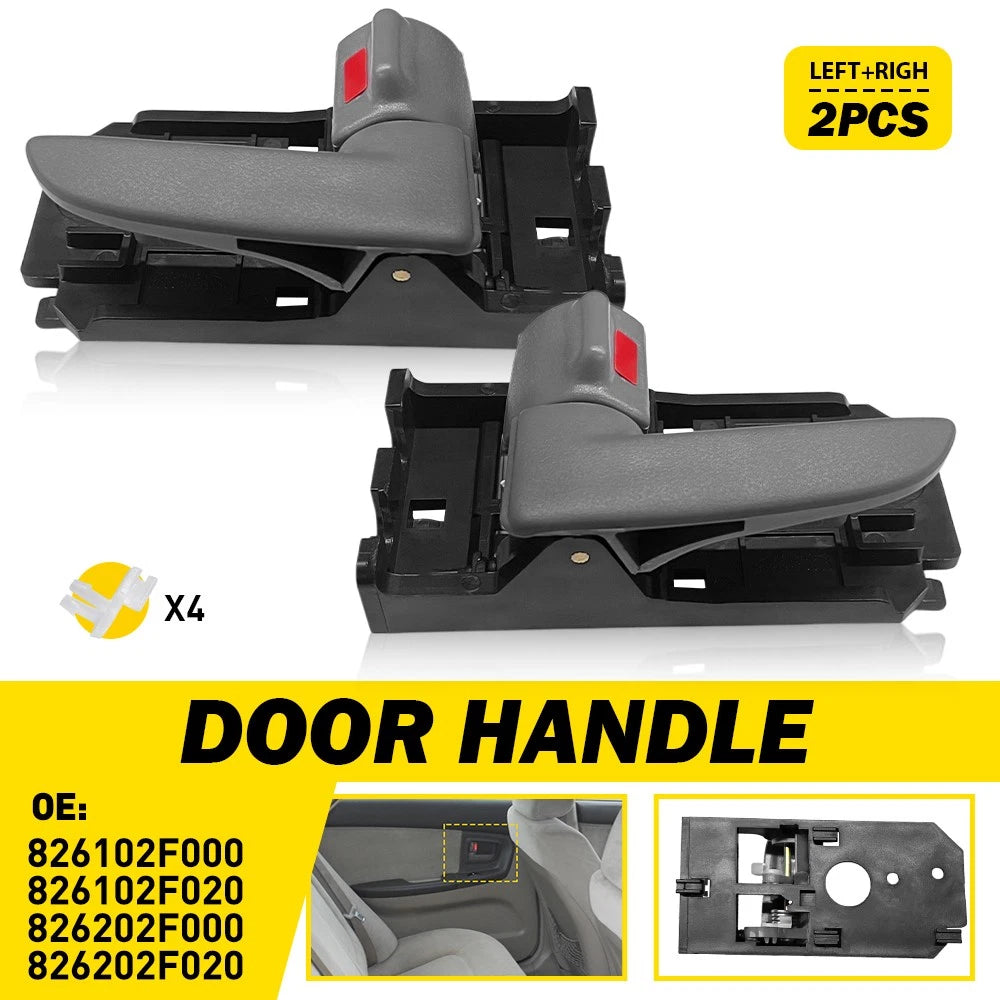 Pair Door Handles for Kia Spectra (2004–2009) Gray Front/Rear Inner