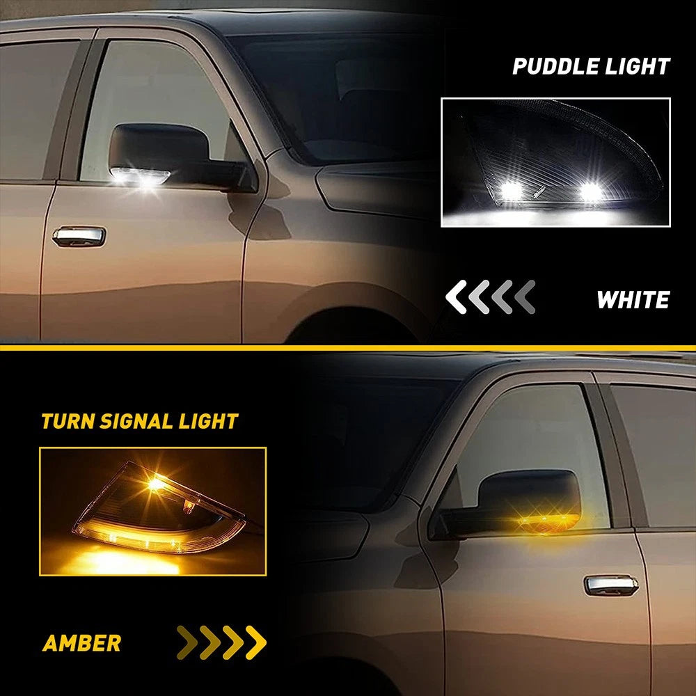 Driver & Passenger Mirror Turn Signal Puddle Light for Dodge Ram 1500 2500 (2009–2014)