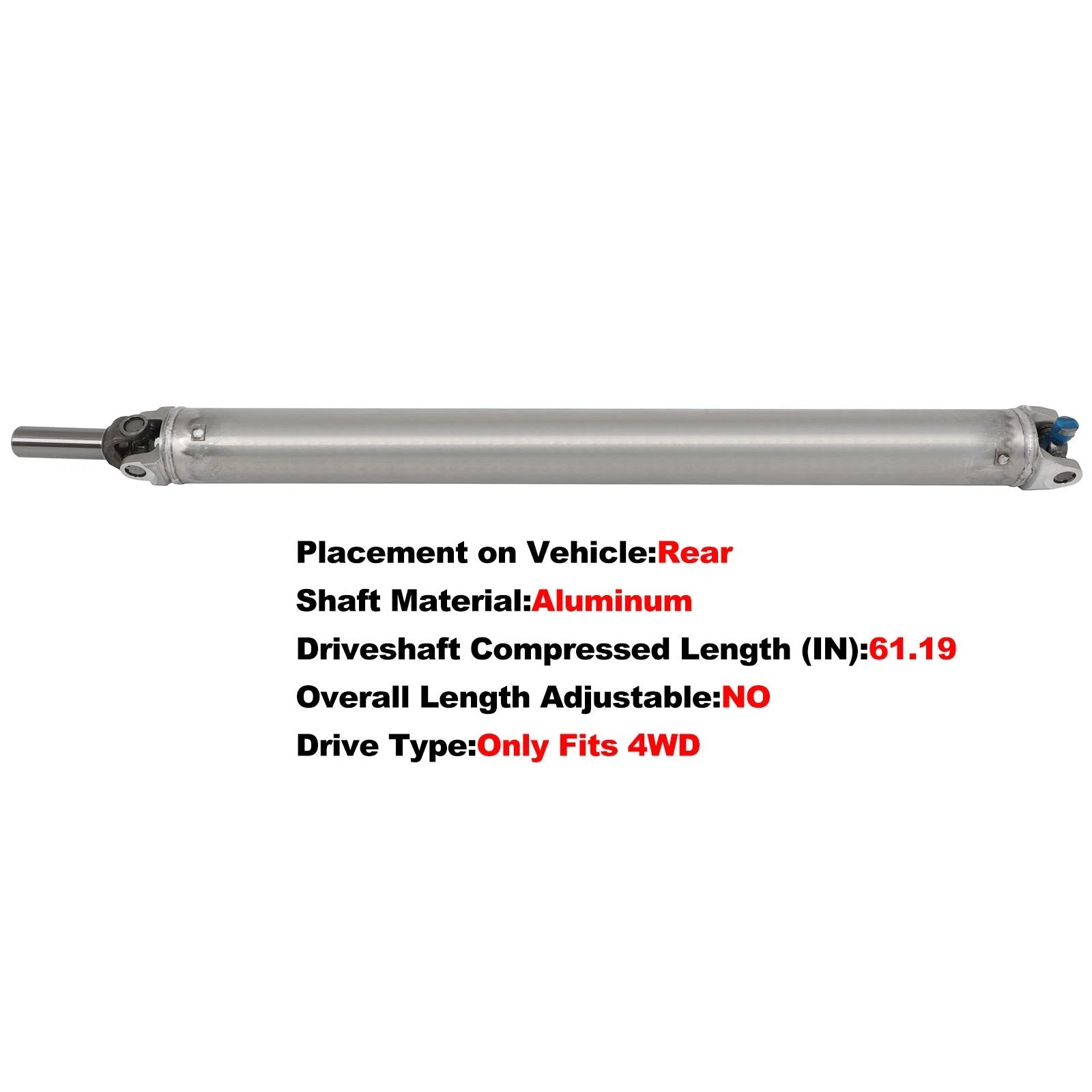 Rear Driveshaft for GMC Yukon XL, Cadillac Escalade (2015–2018) 4WD 1553mm