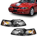 Set of 2 Black Headlights for Ford Mustang (1999–2004)