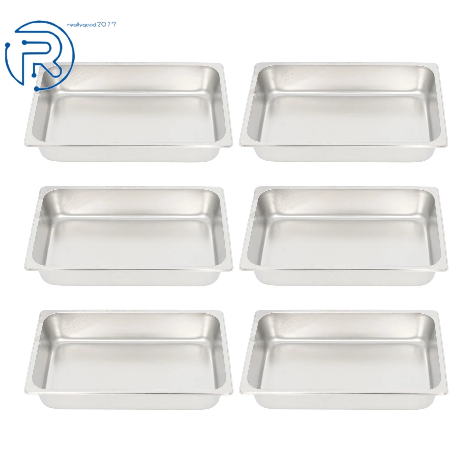 6X Full Size 4" Deep Silver Stainless Steel Steam Hotel Pans