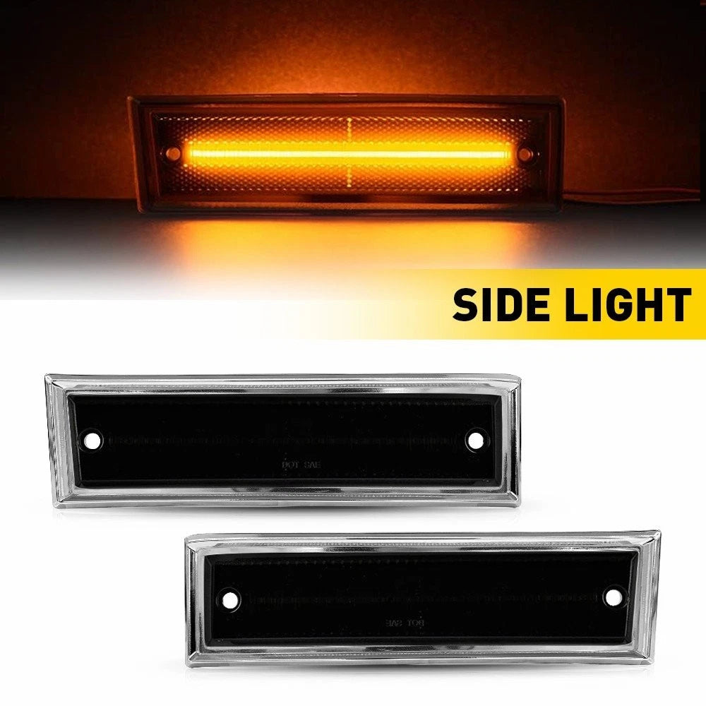 Smoke Amber LED Front Bumper Side Marker Lights for Chevy GMC Suburban (1981–1991)