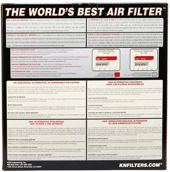 K&N E-1500 Engine Air Filter for Bel Air Camaro Century Electra LeSabre Regal (1953–1981)