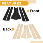 Set of 6 Door Pillar Window Trim for Honda CR-V (2011–2016) Black