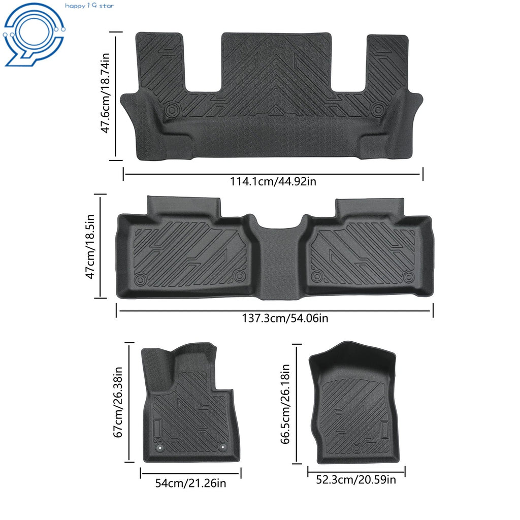 TPE Floor Mats Liners for Ford Explorer (2020–2025) All Weather Black
