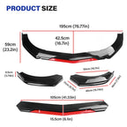 Front Bumper Lip Spoiler + 78.7" Side Skirt + Rear Lip for Ford Mustang