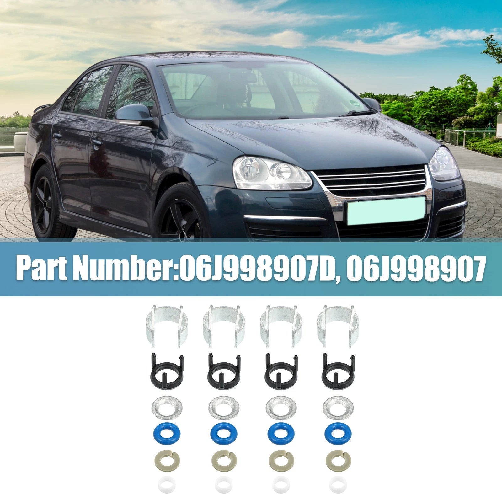Set of 4 Fuel Injector Seal O-Ring Kit 06H998907A for Volkswagen Audi 