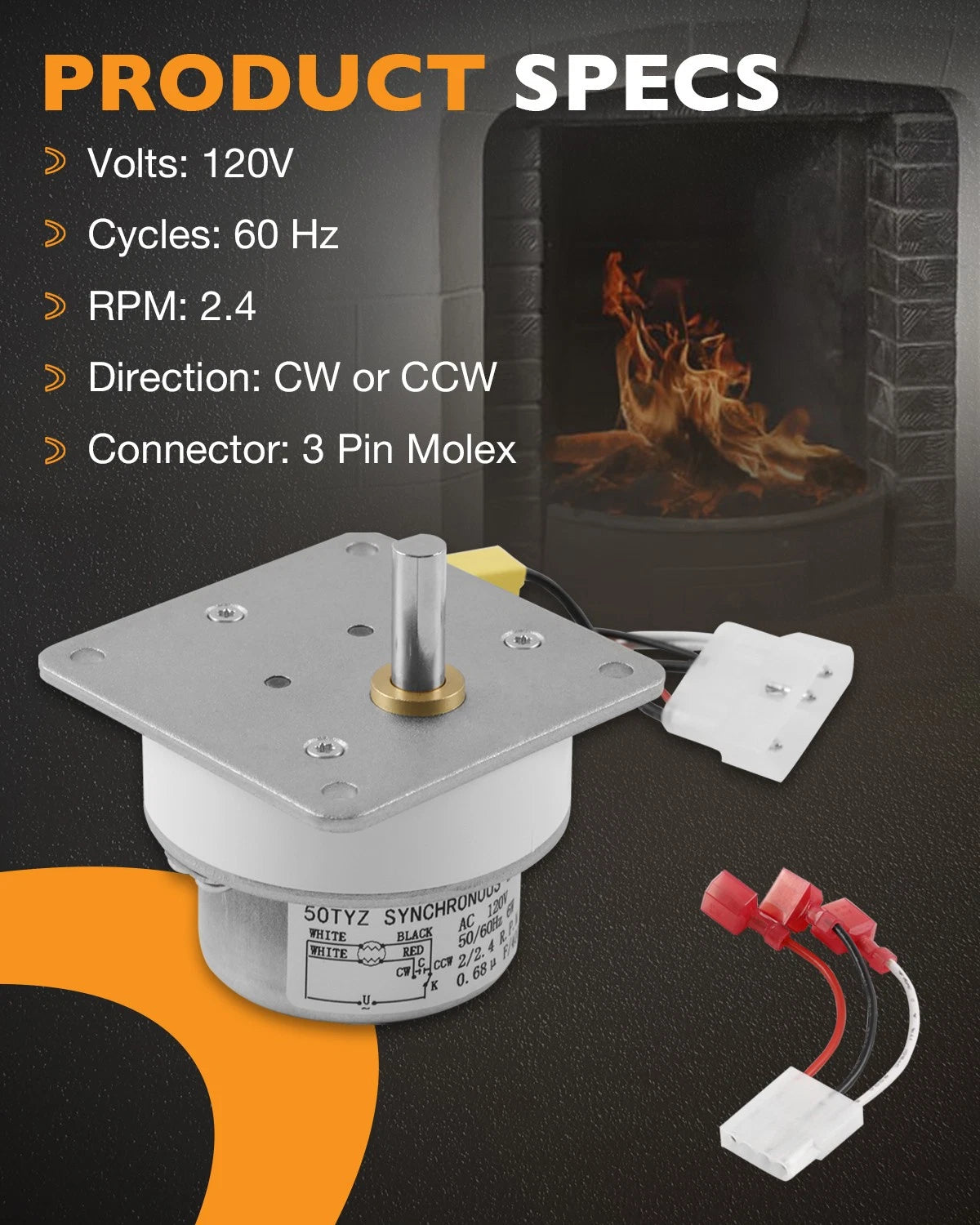 Auger Pellet Stove Feed Motor for Quadra-Fire Castile (2000-2009)