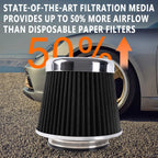 3" Cold Air Intake Cone Filter for High Flow Performance