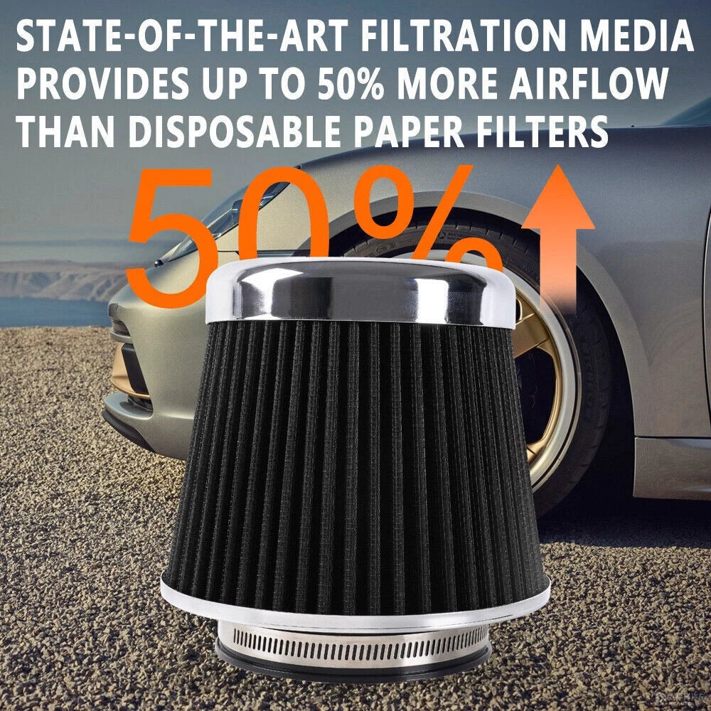3" Cold Air Intake Cone Filter for High Flow Performance