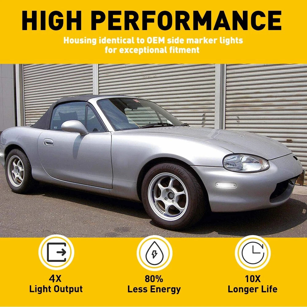 Clear Front and Rear Side Marker Lights for Mazda Miata MX-5 (1990–2005)