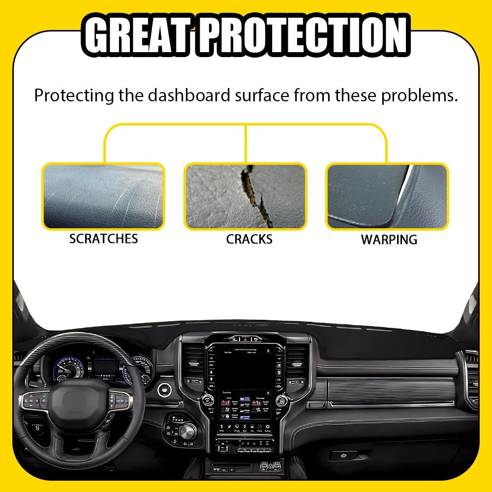 Anti-Slip Dashboard Mat Sunshade Protector for Dodge Ram 1500 2500 3500 (2019-2025)