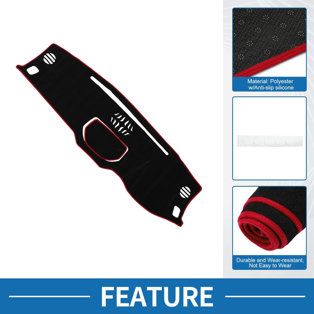 Dashboard Cover Mat for Toyota Tundra (2014–2021) Black Red Sun Protector