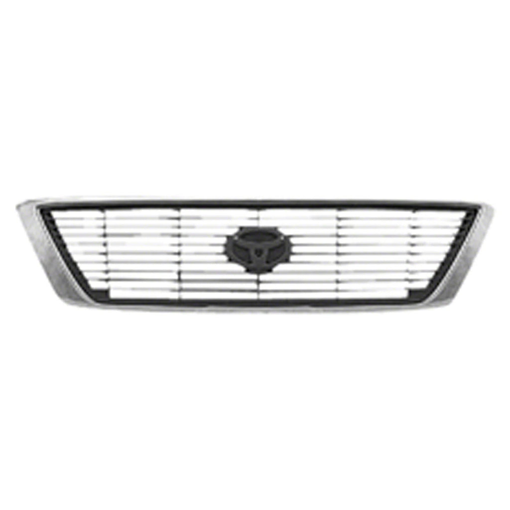 Replacement Black Plastic Front Grille w/Chrome Outer Molding