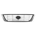 Replacement Black Plastic Front Grille w/Chrome Outer Molding