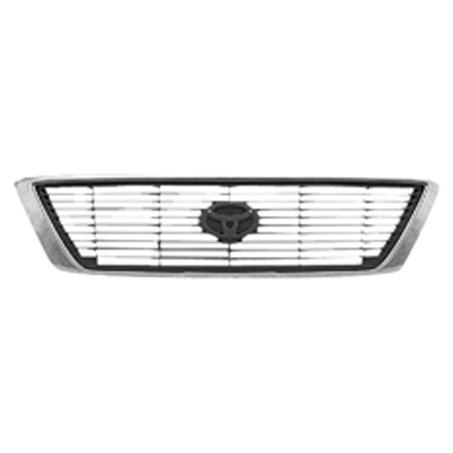 Replacement Black Plastic Front Grille w/Chrome Outer Molding