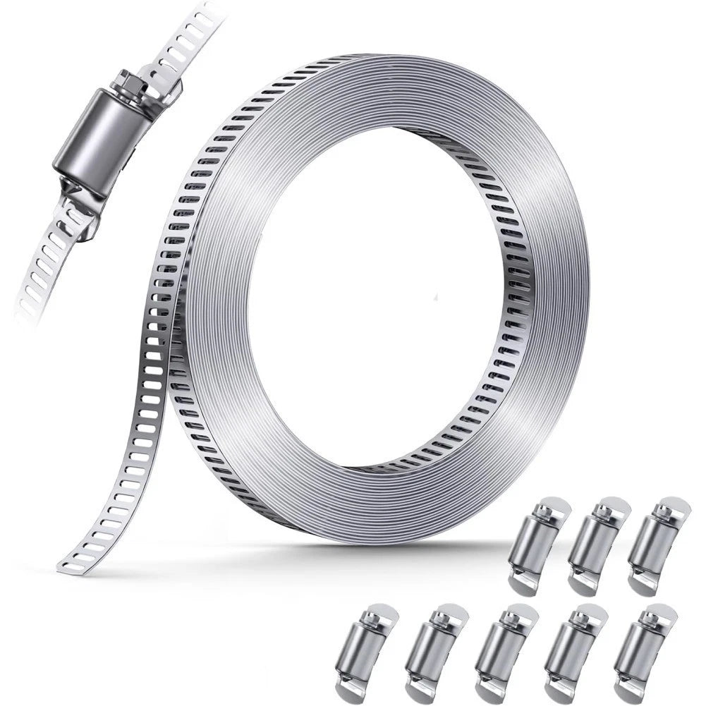 Hose Clamp Kit for Universal Applications (2 Meters, Metal Straps, Reusable)