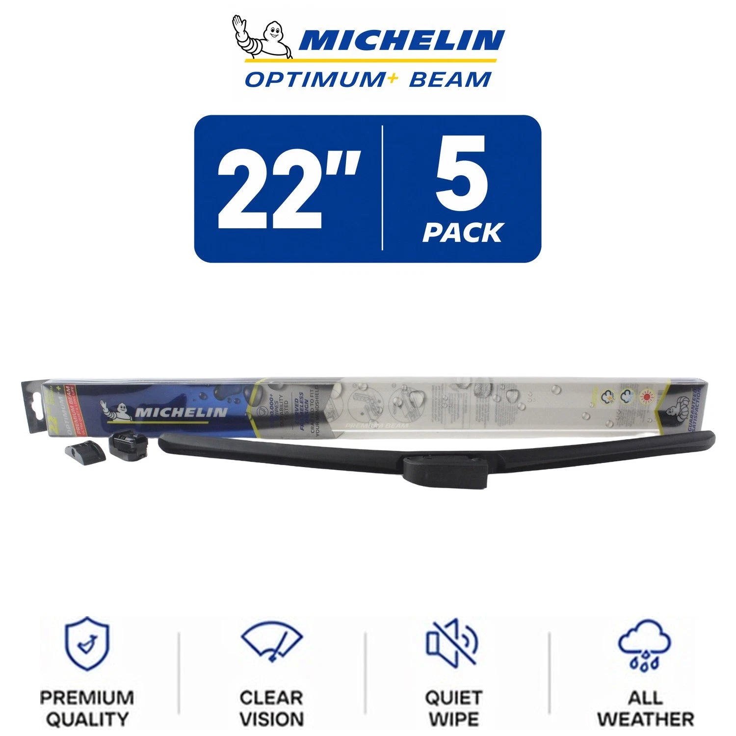 Set of 5 Michelin Optimum+ Beam Wiper Blades 22" for All Vehicles