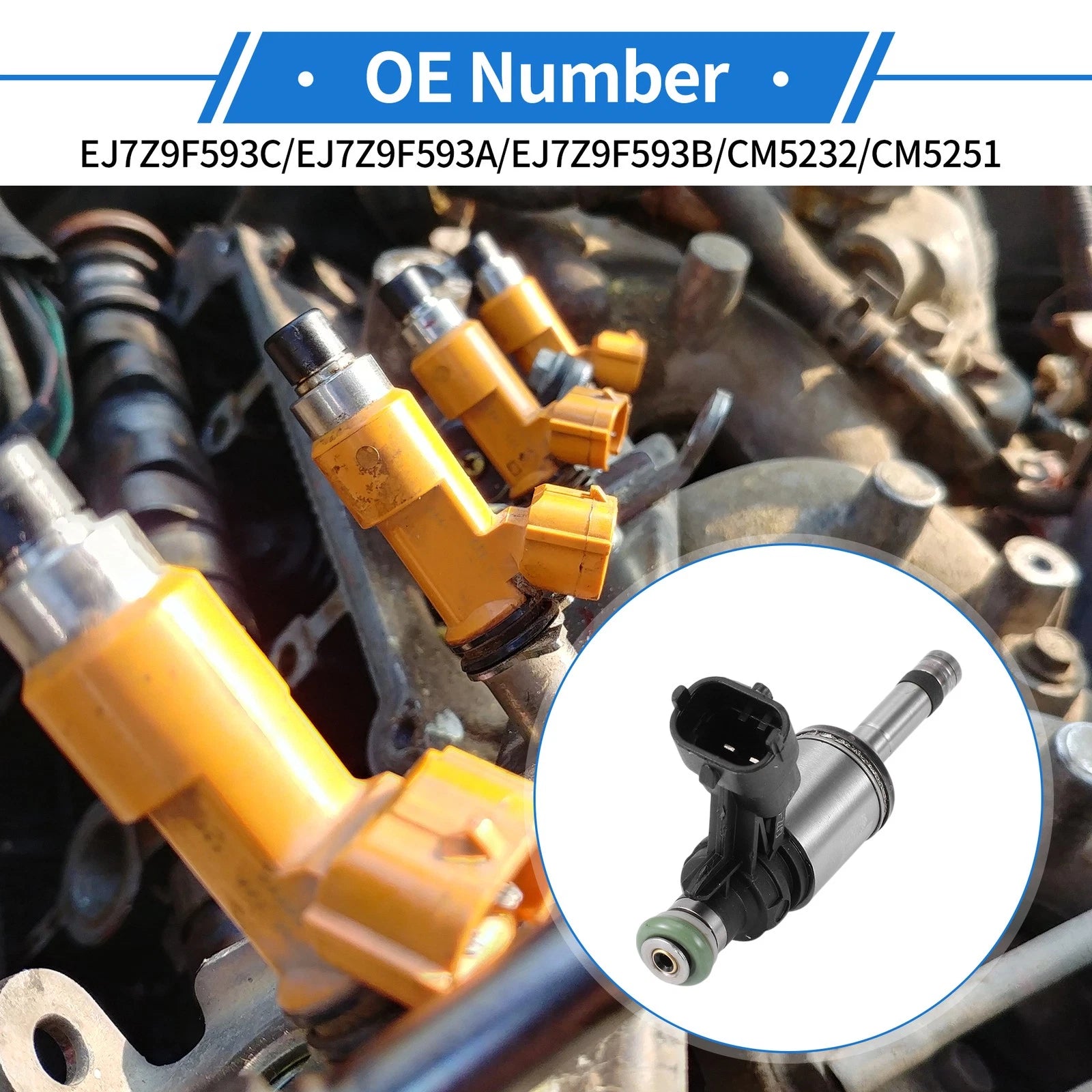1 Pcs Fuel Injector No.EJ7Z9F593C/EJ7Z9F593A for Ford Mustang (2019–2023)