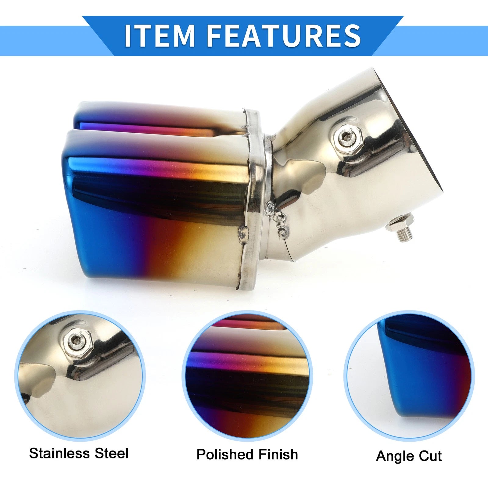 Dual Exhaust Tip for Toyota Land Cruiser Prado (Burnt Blue)