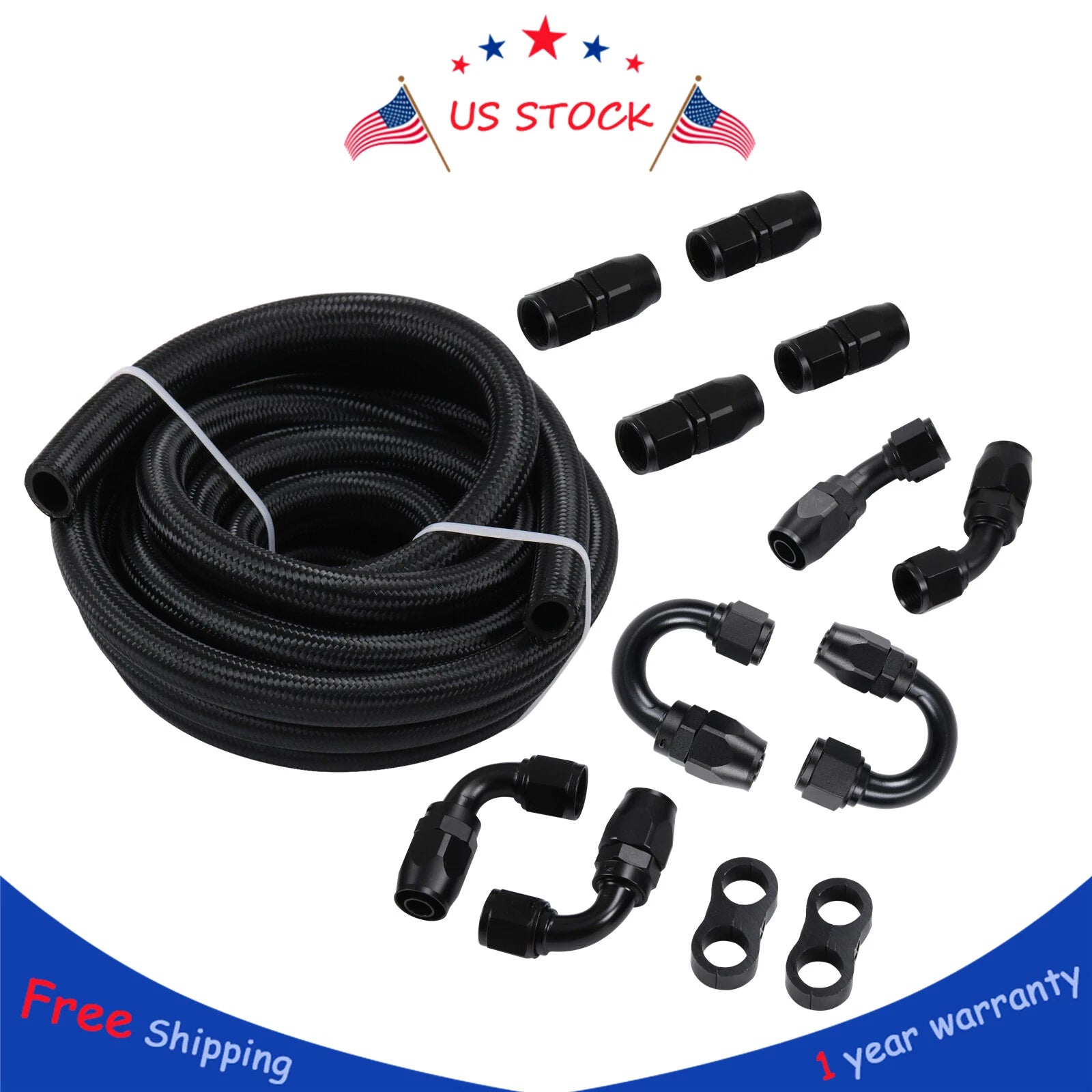 Fuel Line Hose Fitting Kit for Universal Applications (20FT, 10AN, 5/8")