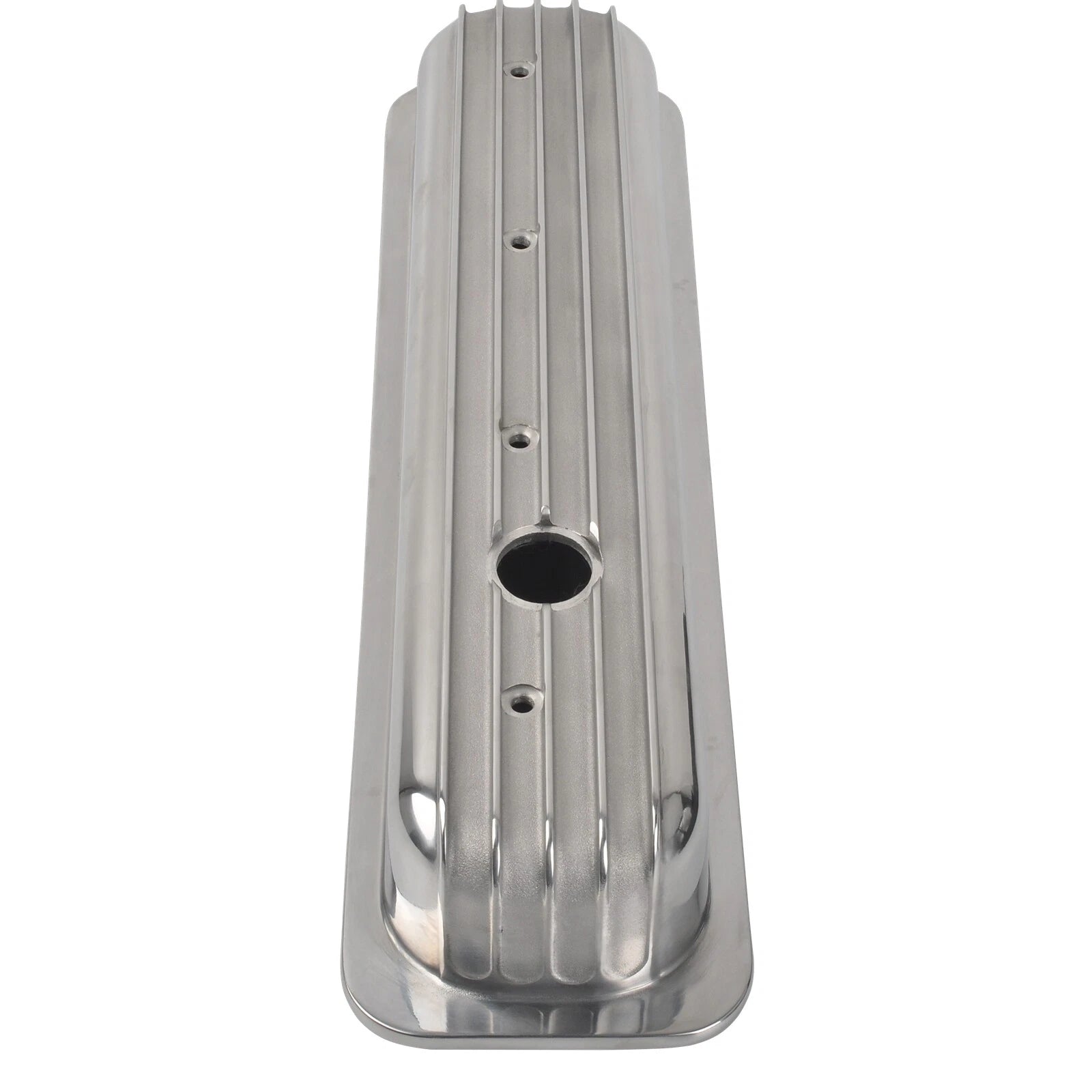 Polished Finned Aluminum Tall Valve Cover for Small Block Chevy 327 350 400 (1958–1986)
